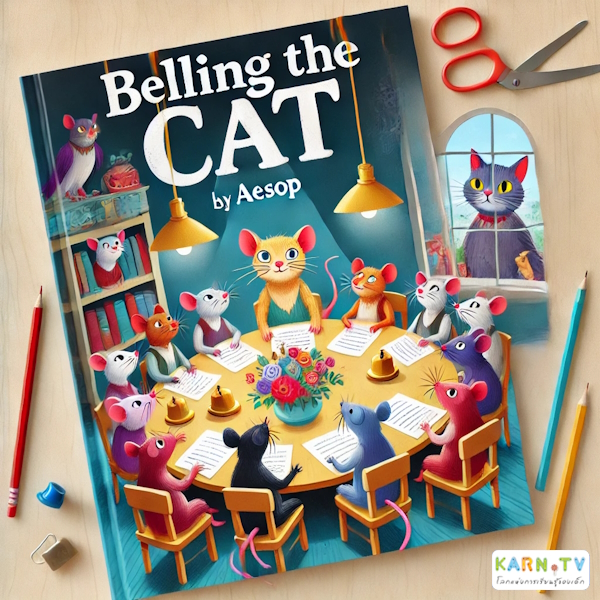 การ์ตูนสำหรับเด็ก ในรูปแบบ นิทานการ์ตูนสองภาษา เรื่อง Belling The Cat